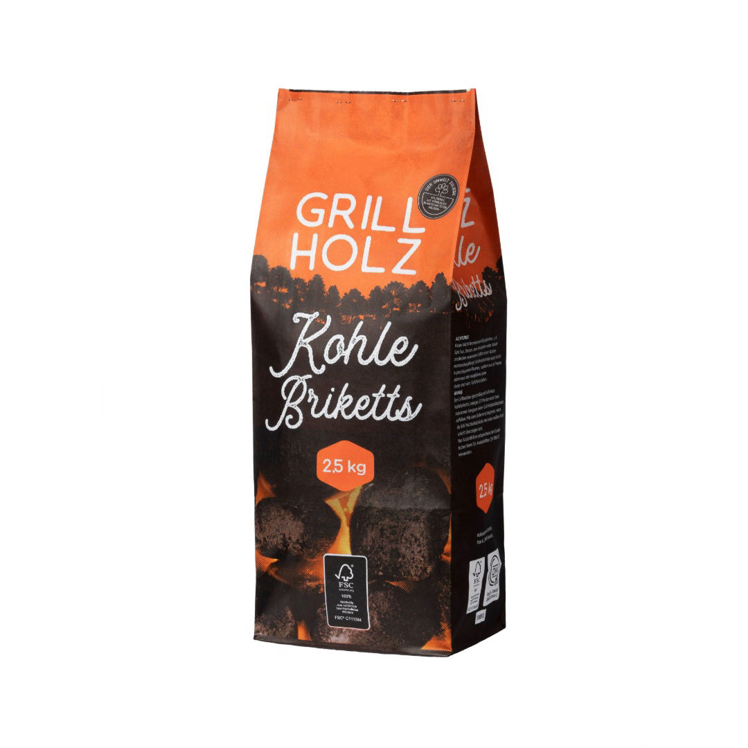 Kohlebriketts orange Tüte